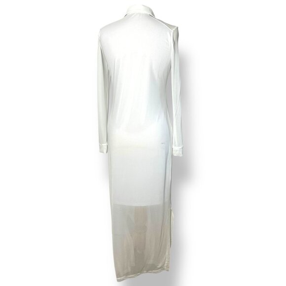 Anatomie Colette Luxury Travel Maxi Dress White Mesh Over Jersey Sz XS - Picture 5 of 10